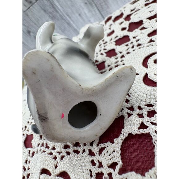 Vintage Anthromorphic Gray White Stripe Kitten Red Bow - Picture 3 of 7